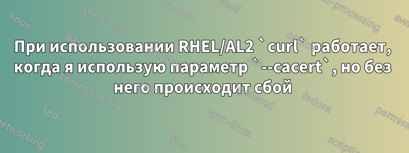 При использовании RHEL/AL2 `curl` работает, когда я использую параметр `--cacert`, но без него происходит сбой