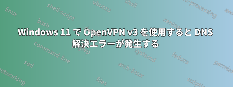 Windows 11 で OpenVPN v3 を使用すると DNS 解決エラーが発生する