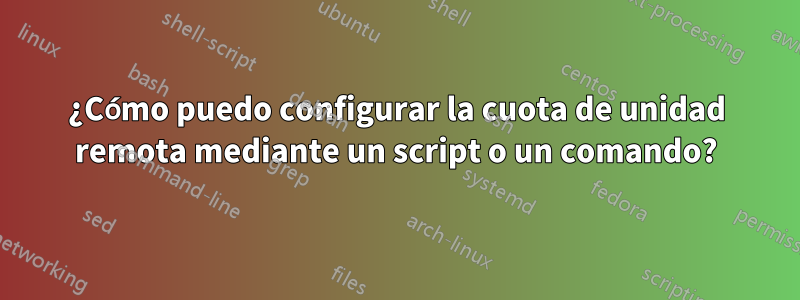¿Cómo puedo configurar la cuota de unidad remota mediante un script o un comando?