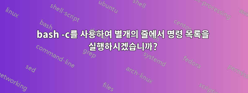 bash -c를 사용하여 별개의 줄에서 명령 목록을 실행하시겠습니까?