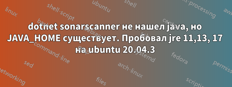 dotnet sonarscanner не нашел java, но JAVA_HOME существует. Пробовал jre 11,13, 17 на ubuntu 20.04.3