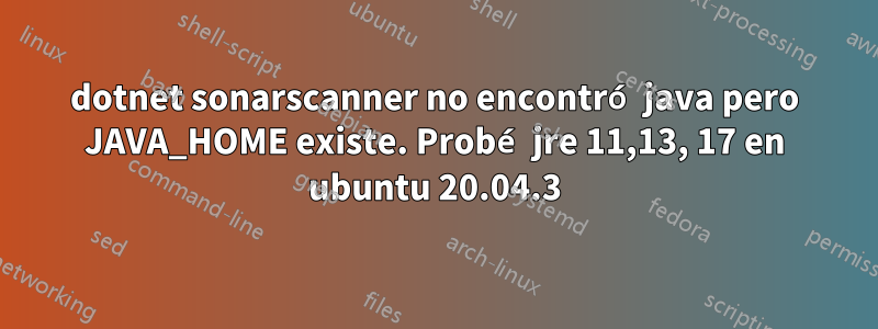 dotnet sonarscanner no encontró java pero JAVA_HOME existe. Probé jre 11,13, 17 en ubuntu 20.04.3
