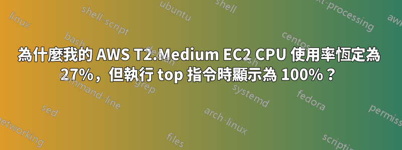 為什麼我的 AWS T2.Medium EC2 CPU 使用率恆定為 27%，但執行 top 指令時顯示為 100%？