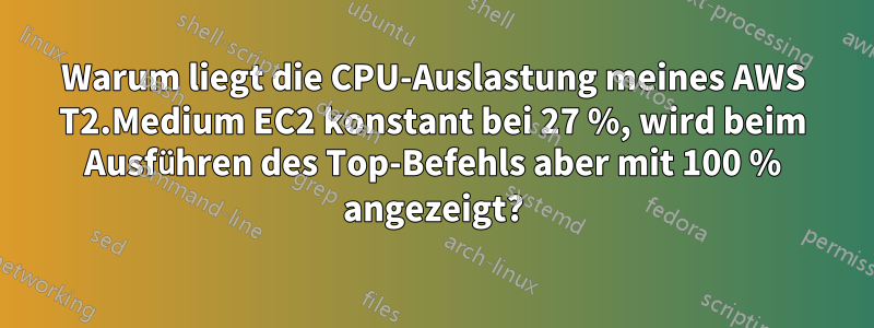 Warum liegt die CPU-Auslastung meines AWS T2.Medium EC2 konstant bei 27 %, wird beim Ausführen des Top-Befehls aber mit 100 % angezeigt?