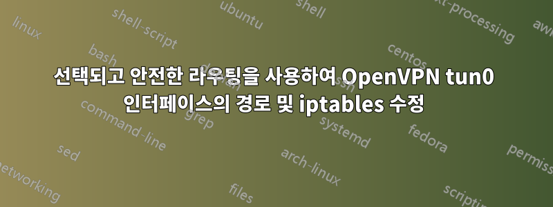 선택되고 안전한 라우팅을 사용하여 OpenVPN tun0 인터페이스의 경로 및 iptables 수정