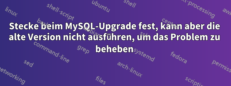 Stecke beim MySQL-Upgrade fest, kann aber die alte Version nicht ausführen, um das Problem zu beheben
