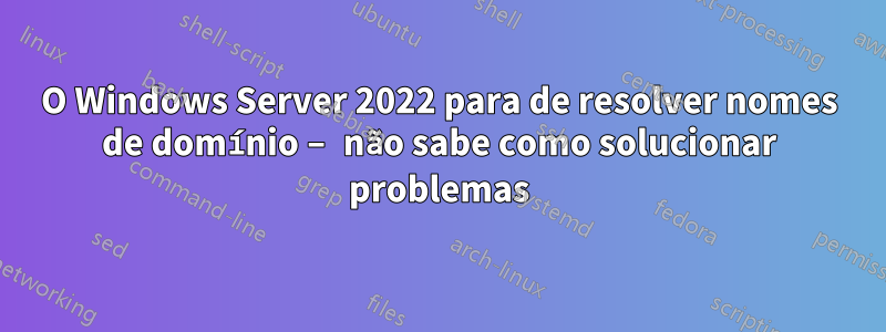 O Windows Server 2022 para de resolver nomes de domínio – não sabe como solucionar problemas