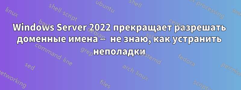 Windows Server 2022 прекращает разрешать доменные имена — не знаю, как устранить неполадки