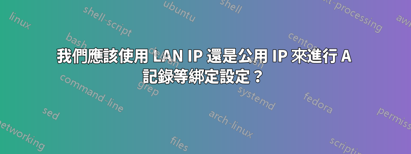 我們應該使用 LAN IP 還是公用 IP 來進行 A 記錄等綁定設定？