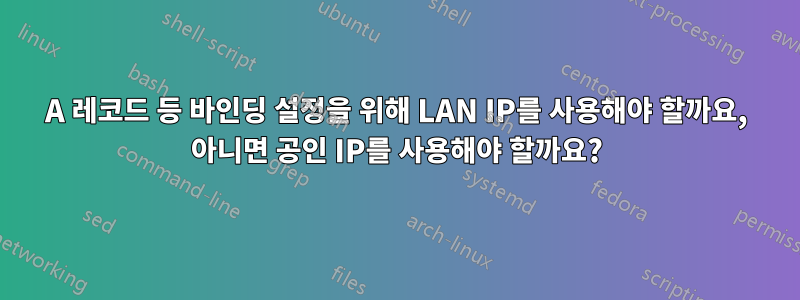 A 레코드 등 바인딩 설정을 위해 LAN IP를 사용해야 할까요, 아니면 공인 IP를 사용해야 할까요?