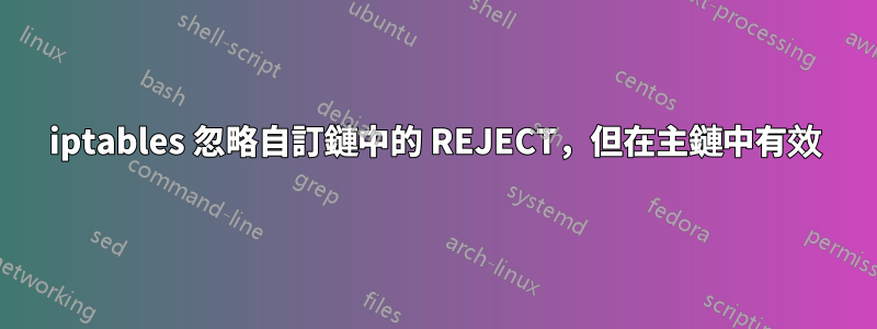 iptables 忽略自訂鏈中的 REJECT，但在主鏈中有效