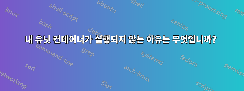 내 유닛 컨테이너가 실행되지 않는 이유는 무엇입니까?