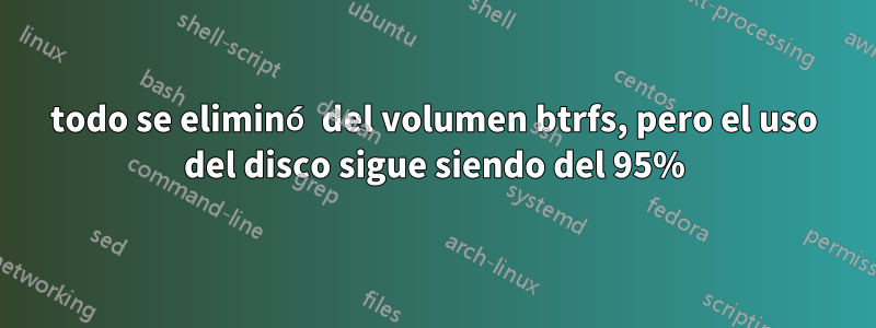 todo se eliminó del volumen btrfs, pero el uso del disco sigue siendo del 95%