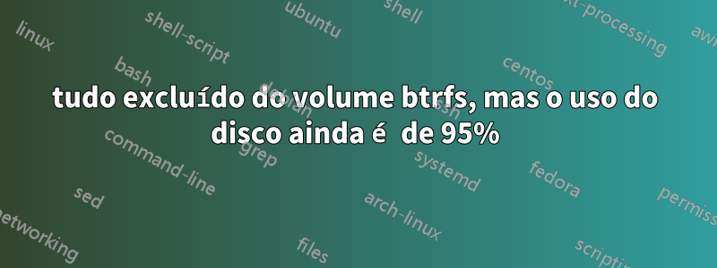 tudo excluído do volume btrfs, mas o uso do disco ainda é de 95%