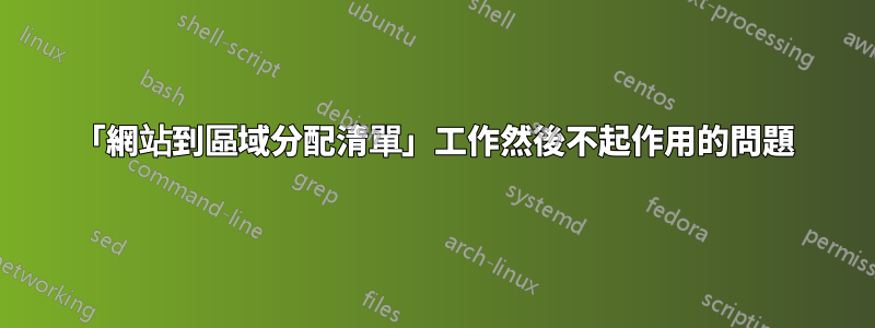 「網站到區域分配清單」工作然後不起作用的問題