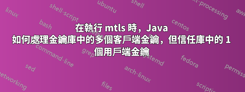 在執行 mtls 時，Java 如何處理金鑰庫中的多個客戶端金鑰，但信任庫中的 1 個用戶端金鑰