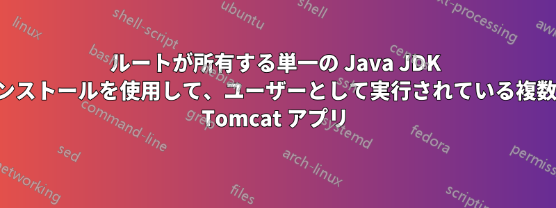 ルートが所有する単一の Java JDK インストールを使用して、ユーザーとして実行されている複数の Tomcat アプリ