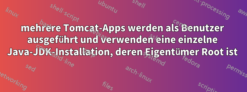mehrere Tomcat-Apps werden als Benutzer ausgeführt und verwenden eine einzelne Java-JDK-Installation, deren Eigentümer Root ist