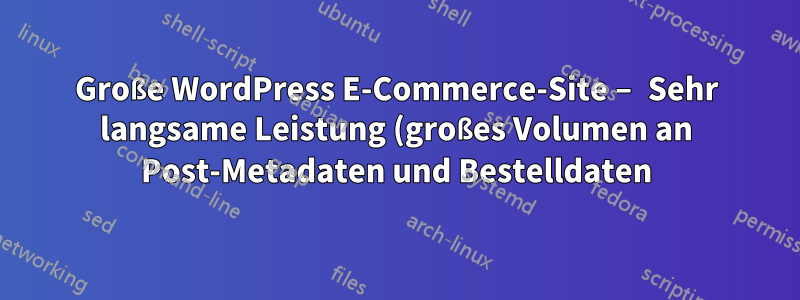 Große WordPress E-Commerce-Site – Sehr langsame Leistung (großes Volumen an Post-Metadaten und Bestelldaten)