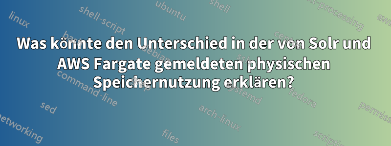 Was könnte den Unterschied in der von Solr und AWS Fargate gemeldeten physischen Speichernutzung erklären?