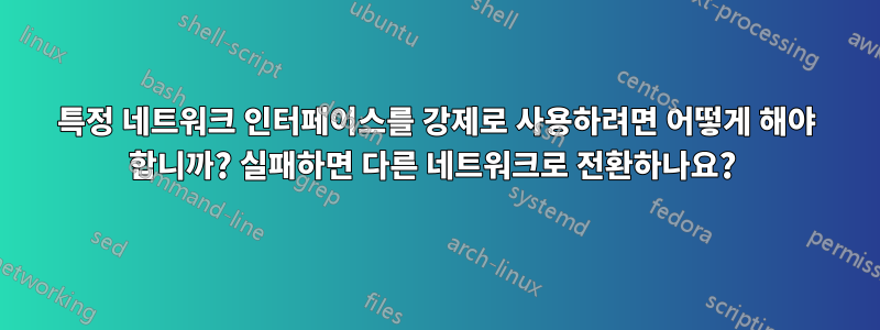 특정 네트워크 인터페이스를 강제로 사용하려면 어떻게 해야 합니까? 실패하면 다른 네트워크로 전환하나요? 