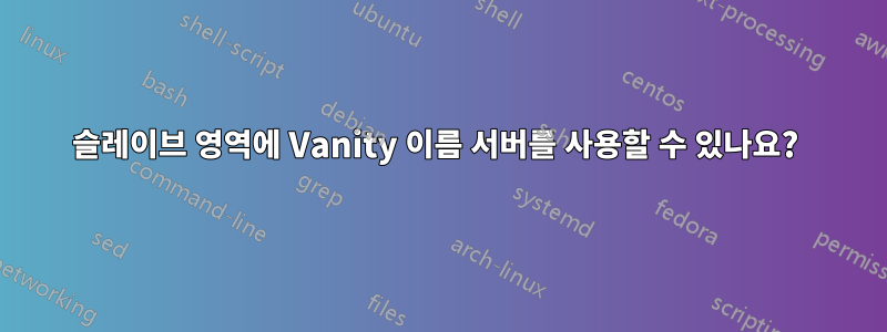 슬레이브 영역에 Vanity 이름 서버를 사용할 수 있나요? 