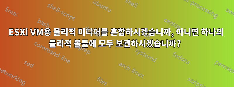 ESXi VM용 물리적 미디어를 혼합하시겠습니까, 아니면 하나의 물리적 볼륨에 모두 보관하시겠습니까? 