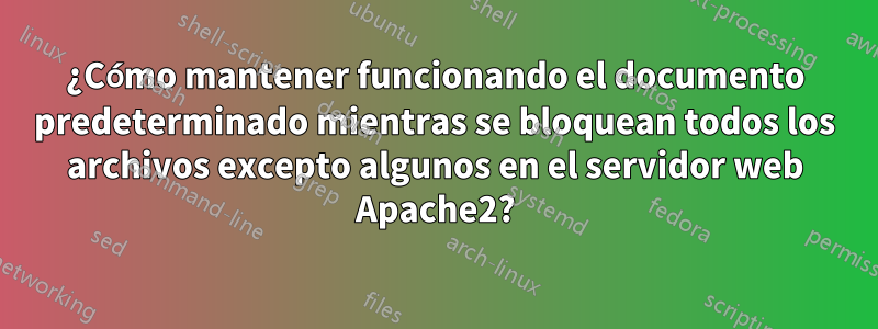 ¿Cómo mantener funcionando el documento predeterminado mientras se bloquean todos los archivos excepto algunos en el servidor web Apache2?