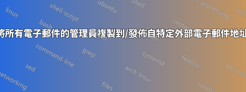 將所有電子郵件的管理員複製到/發佈自特定外部電子郵件地址 