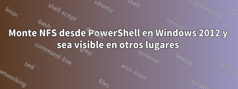 Monte NFS desde PowerShell en Windows 2012 y sea visible en otros lugares