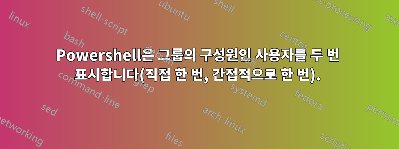 Powershell은 그룹의 구성원인 사용자를 두 번 표시합니다(직접 한 번, 간접적으로 한 번).