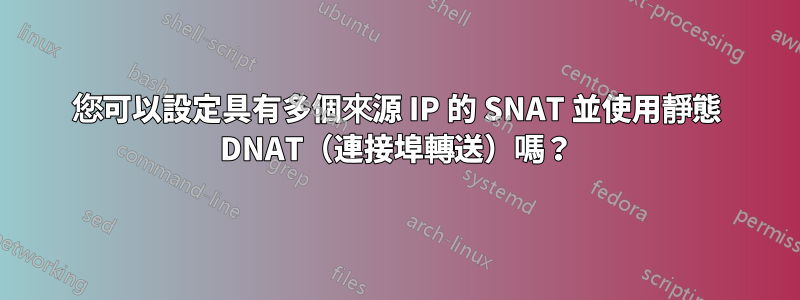 您可以設定具有多個來源 IP 的 SNAT 並使用靜態 DNAT（連接埠轉送）嗎？