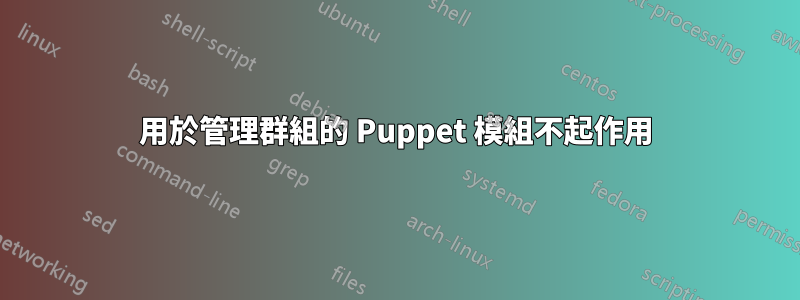 用於管理群組的 Puppet 模組不起作用