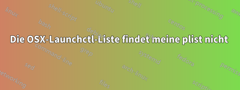 Die OSX-Launchctl-Liste findet meine plist nicht