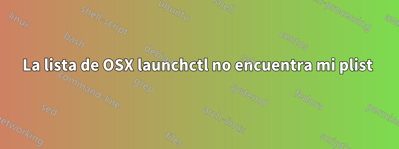La lista de OSX launchctl no encuentra mi plist