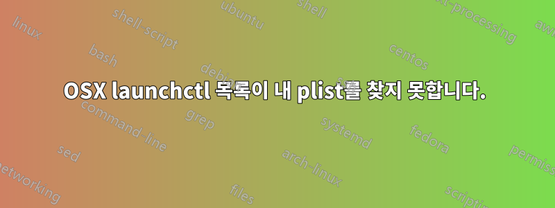 OSX launchctl 목록이 내 plist를 찾지 못합니다.