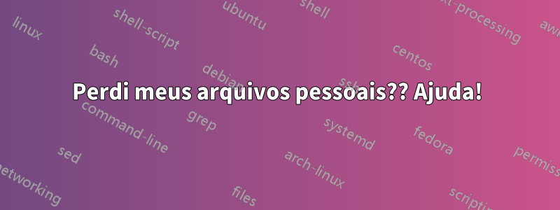 Perdi meus arquivos pessoais?? Ajuda!