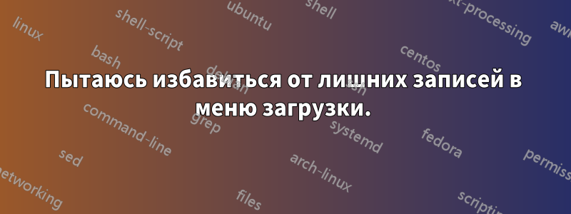 Пытаюсь избавиться от лишних записей в меню загрузки.