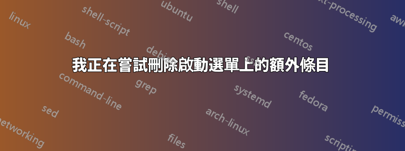 我正在嘗試刪除啟動選單上的額外條目