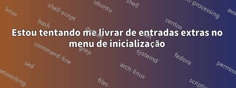 Estou tentando me livrar de entradas extras no menu de inicialização