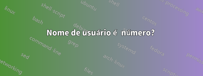 Nome de usuário é número?