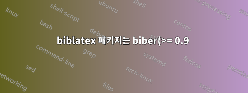 biblatex 패키지는 biber(>= 0.9)를 권장하지만 존재하지 않습니다.