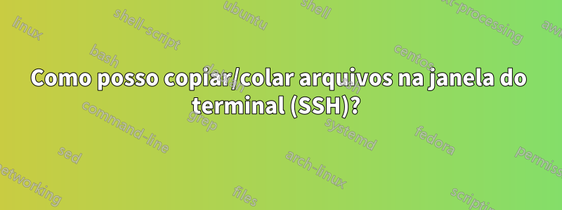 Como posso copiar/colar arquivos na janela do terminal (SSH)? 