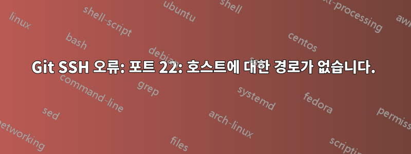 Git SSH 오류: 포트 22: 호스트에 대한 경로가 없습니다.