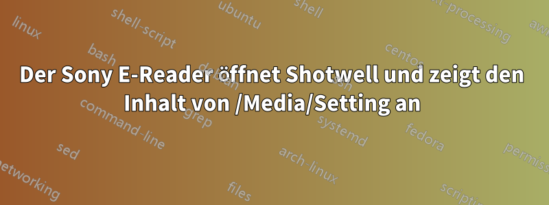 Der Sony E-Reader öffnet Shotwell und zeigt den Inhalt von /Media/Setting an