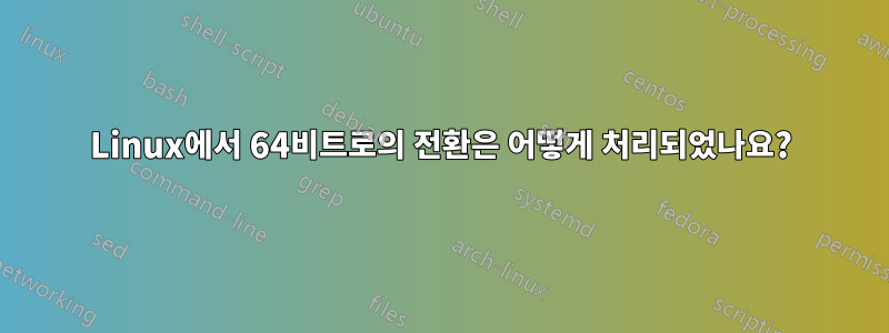 Linux에서 64비트로의 전환은 어떻게 처리되었나요?