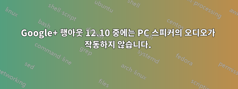 Google+ 행아웃 12.10 중에는 PC 스피커의 오디오가 작동하지 않습니다.