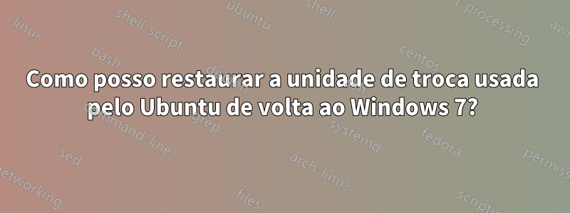 Como posso restaurar a unidade de troca usada pelo Ubuntu de volta ao Windows 7?