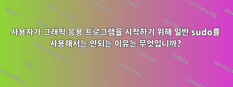 사용자가 그래픽 응용 프로그램을 시작하기 위해 일반 sudo를 사용해서는 안되는 이유는 무엇입니까?