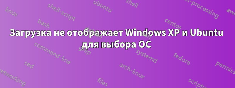 Загрузка не отображает Windows XP и Ubuntu для выбора ОС